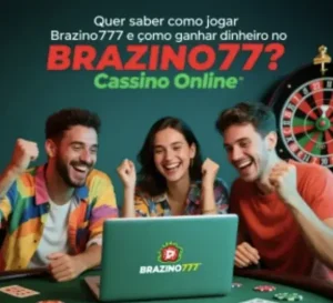 Três amigos comemoram vitória no cassino online Brazino777